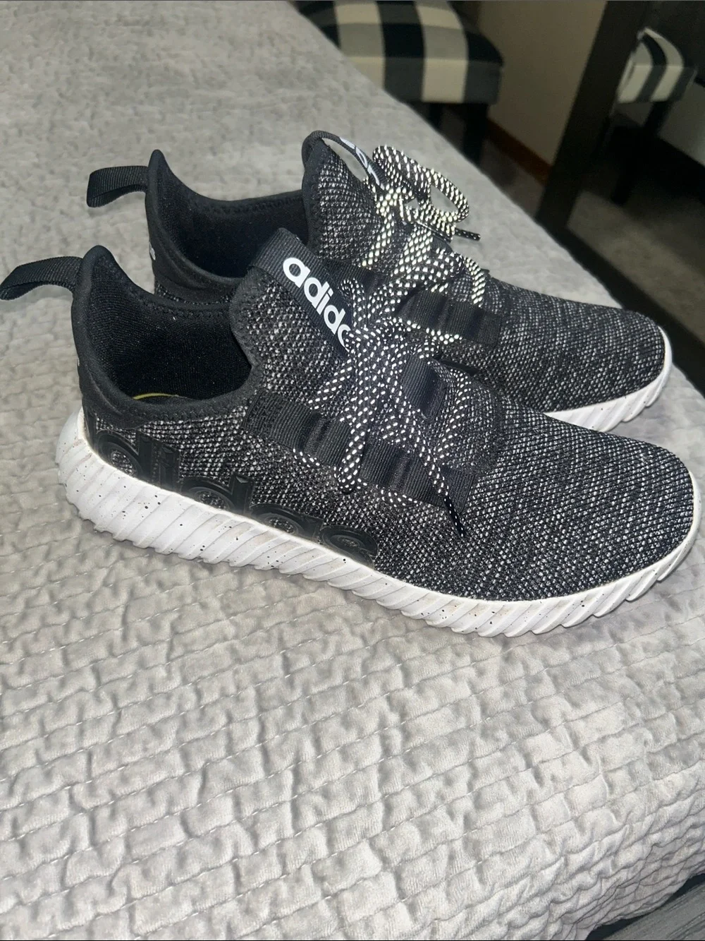 adidas Men's Black and White Knit Sneaker
